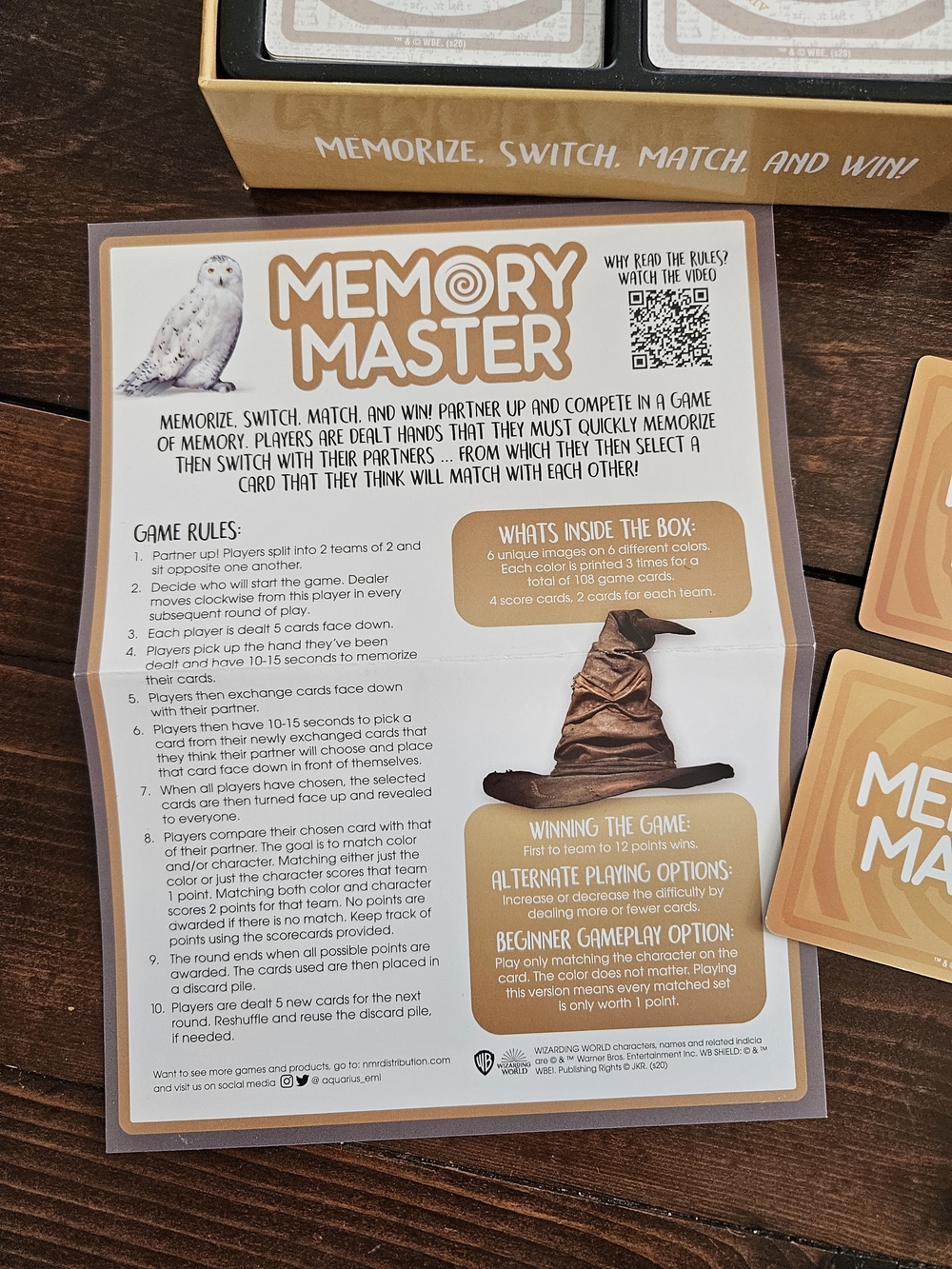 Aquarius Wizarding World Harry Potter Memory Master Card Board Game Complete - Picture 3 of 7